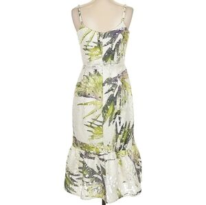 Medium White and green Monstera print Dress The Population Dress